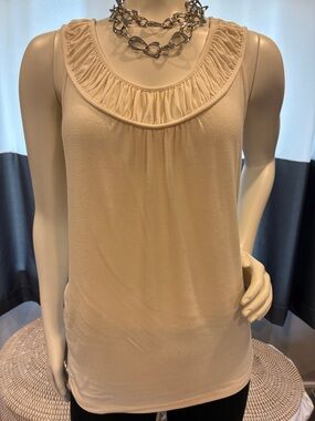 Banana Republic Cream Gathered Scoop Neck Tank